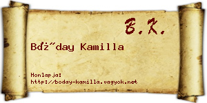 Bóday Kamilla névjegykártya